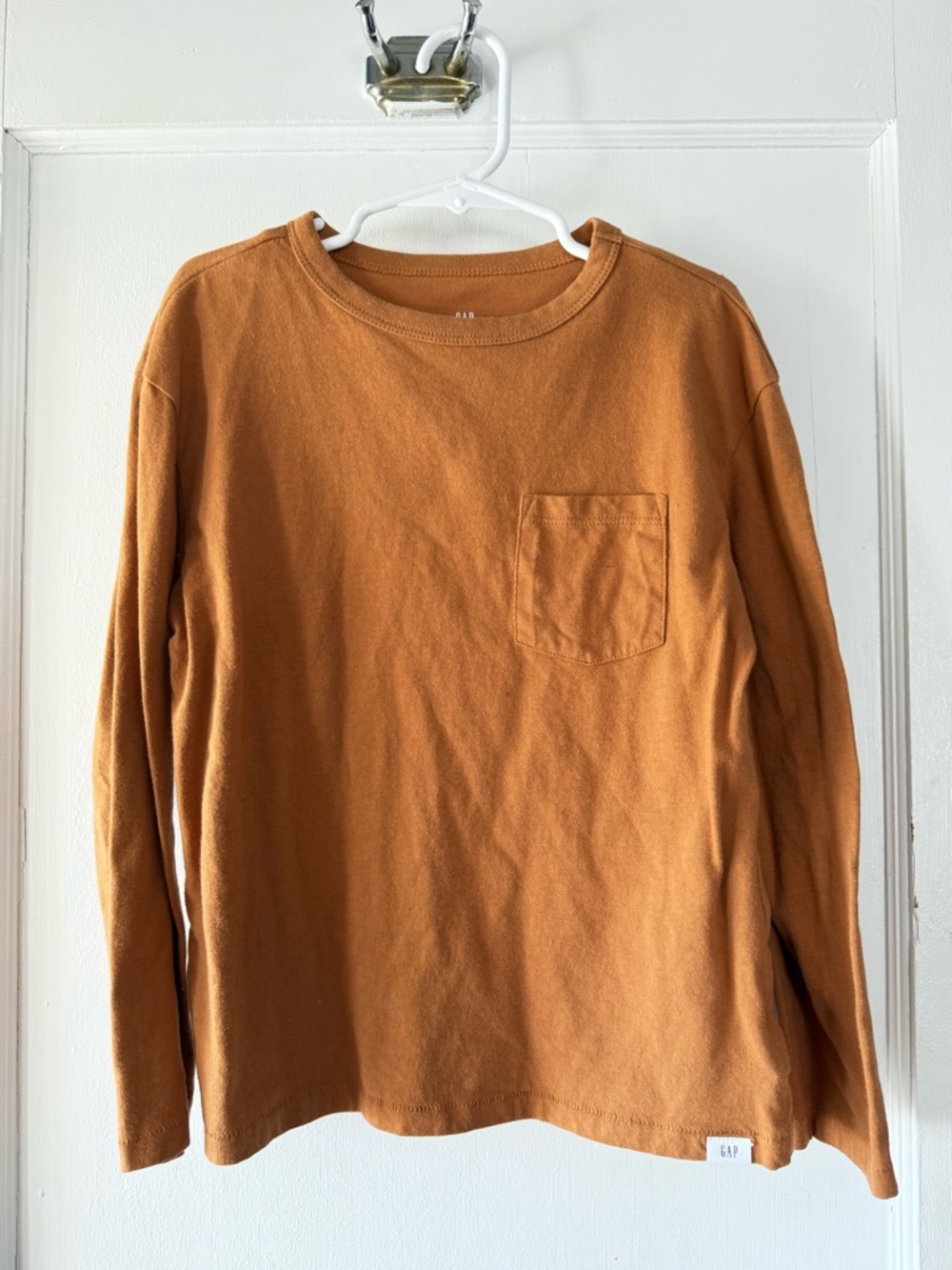 GAP Kids Long-Sleeve Pocket Tee in Rust